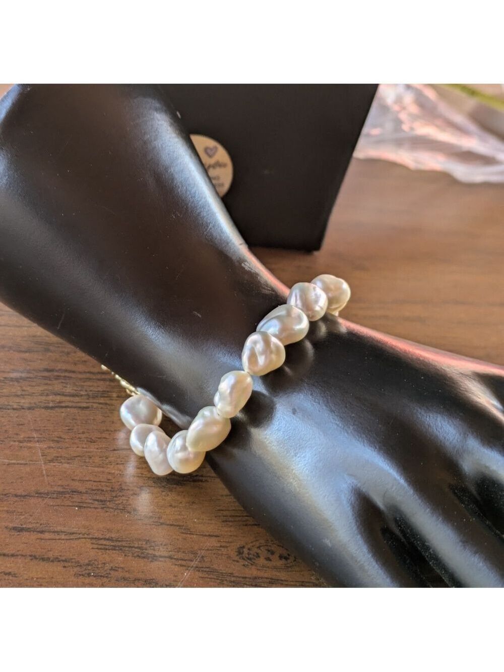 AAA SOUTH SEA white pink  PEARL BRACELET‎ Gold CLASP 7"